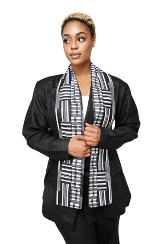 Dupsie's Kente African Print Stole – Made in Africa Black History Month Sash for Church, Choir, School & Cultural Events - color: Black