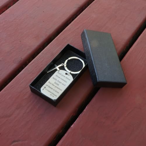 Inspirational Scripture Keychain with Cross - Bible Verse Matte Key Chain Religious Gift for Christian - style: 1 Corinthians 13:13