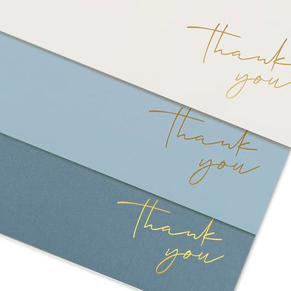 ZICOTO Beautiful Thank You Cards Set of 30 With Envelopes and Stickers - color: Blue