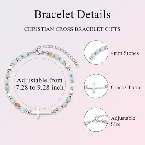 Christian Cross Bracelet for Girls Women, Easter Basket Stuffers - color: First Communion