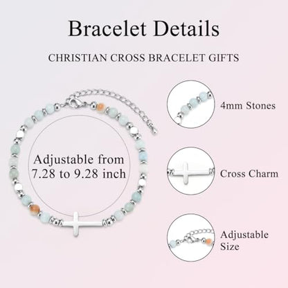 Christian Cross Bracelet for Girls Women, Easter Basket Stuffers - color: Bless the girl