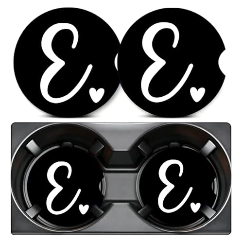 2PCS Initial E Car Cup Holder Coasters Neoprene Universal 2.75" - color: Initial E