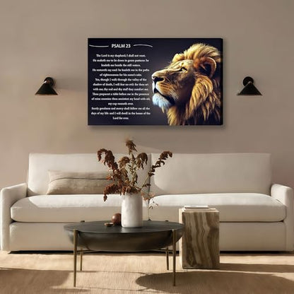GFGVZLSK Lion of Judah Psalm 23 Canvas Wall Art 16x24 in - color: Psalm 23, size: 24"L x 16"W