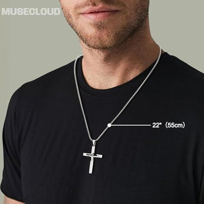 925 Sterling Silver Crucifix Necklace for Men, 18-26 Inch - color: Polished Sterling Silver Crucifix Pendant with Stainless Steel Chain, size: 18 in (46cm) Chain