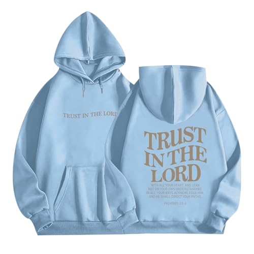 Tuislay Trust In The Lord Hoodie Christian Sweatshirts Women - color: Blue, size: X-Large
