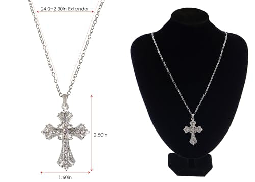 Alilang Silvery Tone Celtic Cross Pendant Necklace with Religious Message Card & Envelope Christian Jewelry - style: Blessed