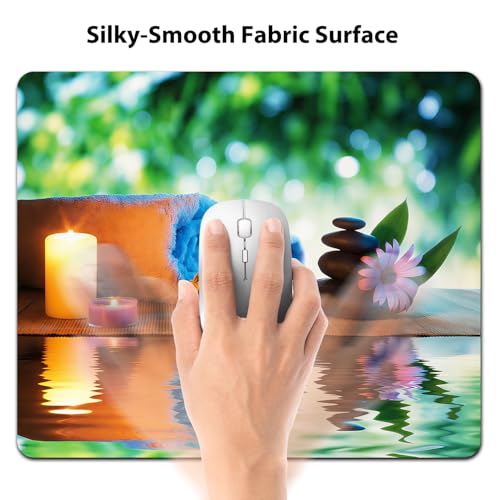 Candles Meditation Stones Mouse Pad, Culture Inspiration Desk Mat - color: Cute Colorful Art Rec14