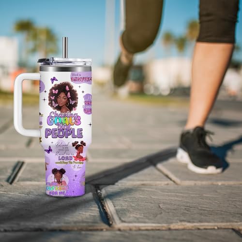 Christian Gifts for Women 40oz Tumbler - Insulated Travel Mug with Handle (Black Girl1, 40 Ounces) - color: Black Girl1