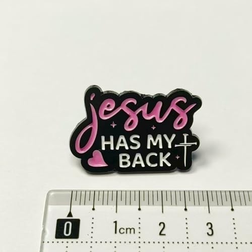 Jesus Has My Back Enamel Pin Pink Words Christian Badge Brooch For Backpacks Coats Hats Accessories