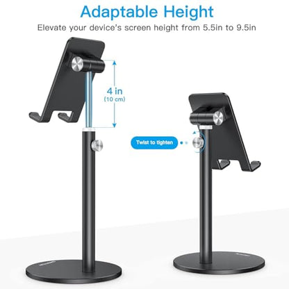 OMOTON CA04 Aluminum Tablet Phone Stand, Adjustable Desk Stand Black - color: Black