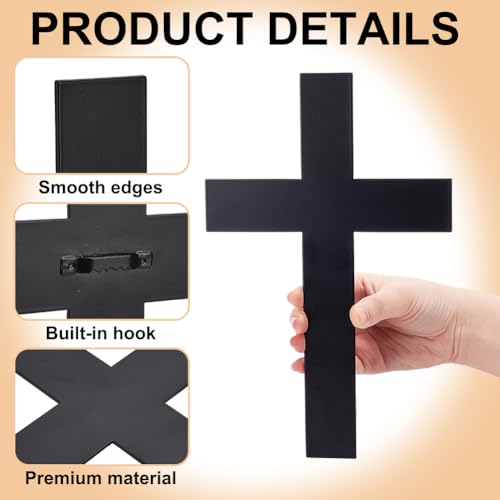 OLYCRAFT Metal Cross Wall Decoration 10.6x6.7 Inch Black Wall Hanging Crucifix Iron Cross Walls Mounted Ornament Metal Decorative Hanging Crosses for Walls Home Weddings Party Favors Decoration