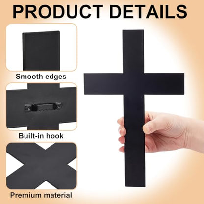 OLYCRAFT Metal Cross Wall Decoration 10.6x6.7 Inch Black Wall Hanging Crucifix Iron Cross Walls Mounted Ornament Metal Decorative Hanging Crosses for Walls Home Weddings Party Favors Decoration