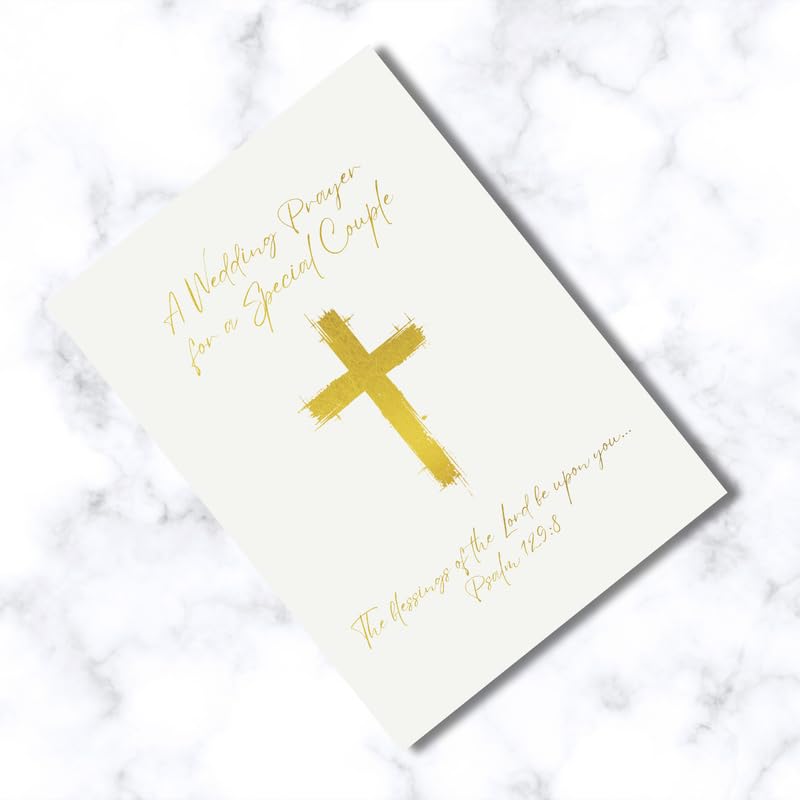 Blessings On Your Wedding Day Card for Bride and Groom | Married Couple In Front of Church Illustration with Bible Verse 1 Corinthians 13:13 | God Writes The Best Love Stories | Christian Couples | Congratulations on your Marriage For Religious Friends an