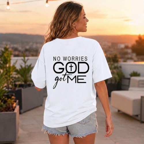 Christian Shirts for Women God Jesus Faith Shirt God Got Me Religious Tshirts Bible Verse Cross Graphic Tees Tops - color: White, size: X-Large