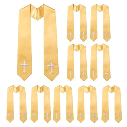 10 PC Clergy Stole & Choir Stole Bulk 60/72" - color: Gold, size: 60 inch