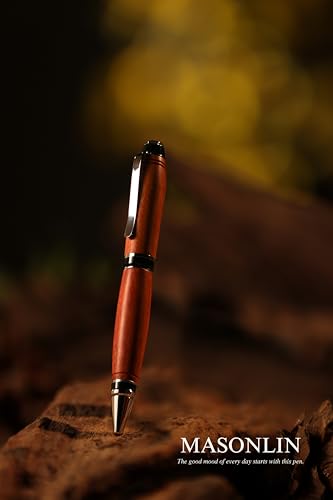 Hand Crafted Masonlin Series Ballpoint Luxury Pen, Rosewood With Black Titanium Fine Writing Instrument, Elegant Writing Pen With Gift Box - color: Natural