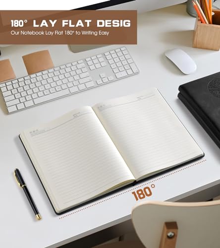 Biuwory Leather Journal Notebook, 256 Thick Lined Pages, Hardcover 8.6"×11" - color: Black, size: Lined-256 Pages (8.6"×11")