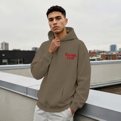 Boxing Hoodies for Men Boxing Club Streetwear Hoodie Athletic Gym Workout Sweatshirt Vintage Graphic Pullover - color: Coffee, size: XX-Large