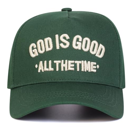 Trendy Embroidered Baseball Cap for Men & Women, Adjustable Snapback Hat for Casual Wear - color: God is Good2| Green
