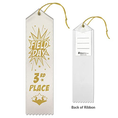 RibbonsNow School Field Day Ribbons 1st - 2nd - 3rd Place – 45 Total Ribbons - 15 Each Place with Card & String - size: 45 Total Ribbons