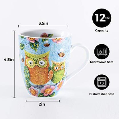 Divinity Boutique Inspirational Ceramic Mug, Patterned Owls with Scripture, Multicolor - color: Patterned Owls