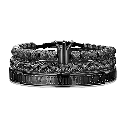 WFYOU Stainless Steel Bracelets for Men Gold Cuff Bracelet Birthday Gifts - color: Black 3