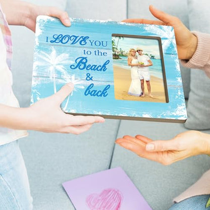 Beach Picture Frame Gifts for Couples, I Love You Beach Wedding Wooden Picture Frames, 4x6 inch Photo - color: Purple