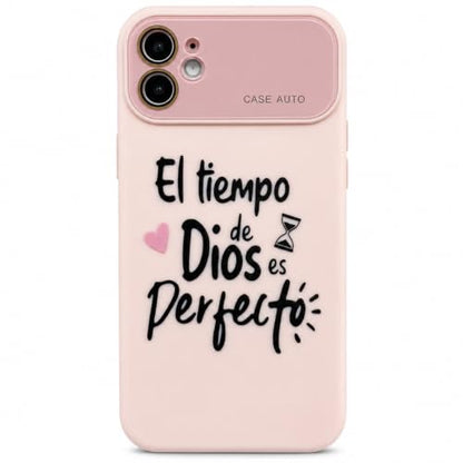for iPhone 17 Pro Max Case God's Timing is Perfect Spanish Bible Verse Phone Case, Full Camera Lens Protection, Shockproof Drop Resistant Durable Cover (Pink, iPhone 12) - color: pink, size: iPhone 12