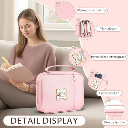 WOBAGMEN Bible Cover for Women,Pink PU Leather Personalized Bible Case with Bible Study Supplies,Including Tabs and Highlighter Set, Faith Chiristain Gift for Women Girls (Pink, M) - size: M