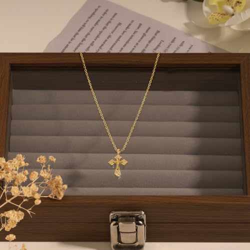 Cross Necklace for Women, Dainty Gold Necklace Tiny Cross Charm Necklace - color: Gold-Cross 2