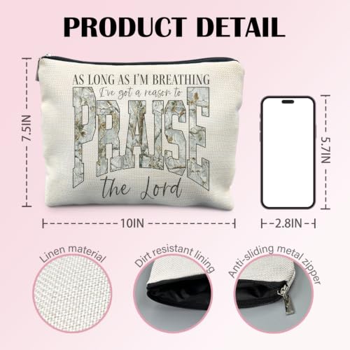 Christian Makeup Bag, Christian Religious Gifts, Praise the Lord Bible Verse Scripture Cosmetic Bag Canvas Toiletry Zipper Pouch for Women - color: PRAISE THE LORD 2