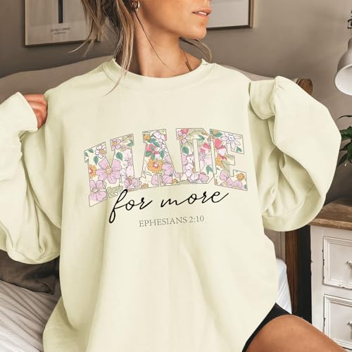 Christian Made for More Sweatshirts for Women Jesus Faith Bible Verse Shirt Oversized Inspirational Hoodie Pullover - color: Deep Apricot, size: Small