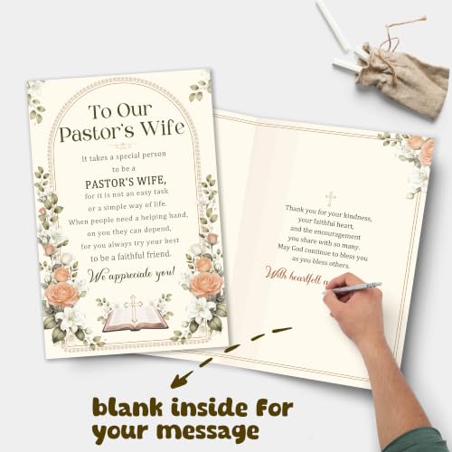 Pastor's Wife Appreciation Card, Christian Thank You Greeting with Heartfelt Poem, Religious Birthday Card Gift for Woman Her Church Leader's Spouse - color: Pastor's Wife
