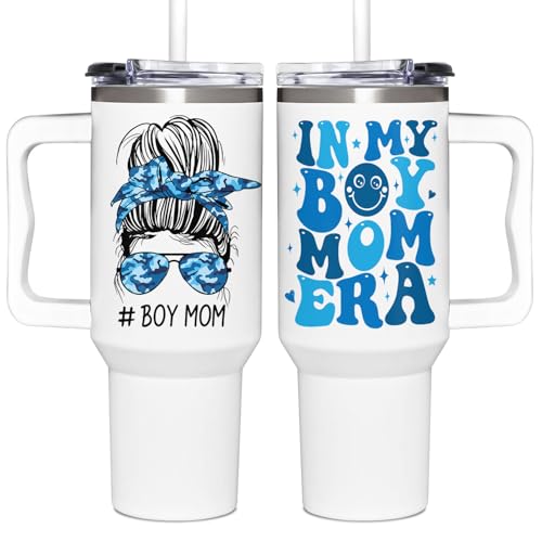 Boy Mom Gifts, Era - In My Boys Moms Era - Christmas, Birthday, Mothers Day Gifts For Boy Mom - Funny Tumbler 40oz With Handle - color: Boy Mom Gifts