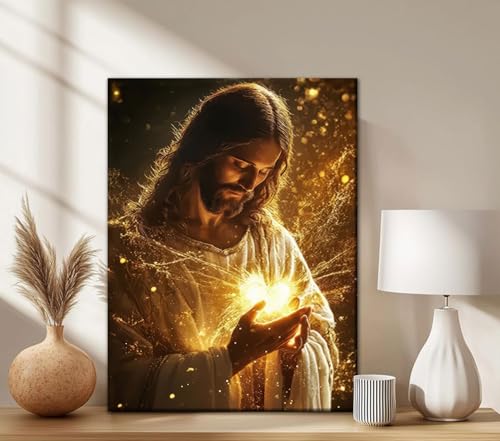 Jesus Canvas Wall Art, 3 Piece Gallery Wrapped Christian Prints, 12x16 - color: Sacred Heart of Jesus, size: 16"L x 12"W