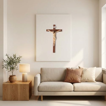 TALPGOD Crucifix Wall Cross 15 Inch,Jesus Cross Home Décor,Jesus Statue Catholic Hanging Cross for Wall Art,Religious Wall Crucifix Decor,Crucifijos Catolicos Cross Wall Decor - size: 15"L x 7.5"W