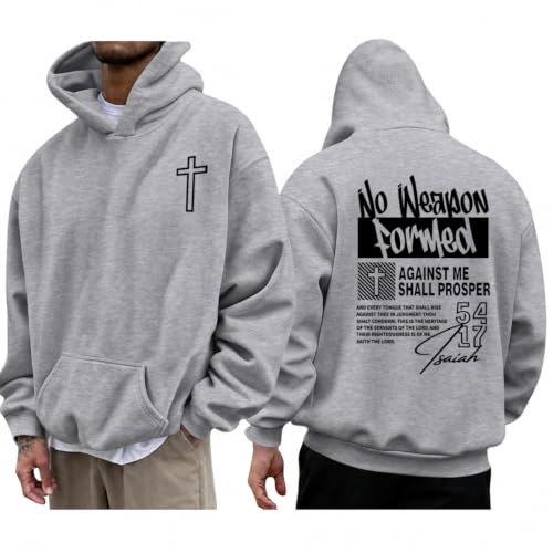Christian Jesus Hoodie for Men God Faith Religious Cross Sweatshirt Bible Verse Inspirational Graphic Vintage Hoodies - color: Light Gray, size: XX-Large
