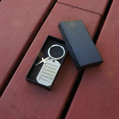 Inspirational Scripture Keychain with Cross - Bible Verse Matte Key Chain Religious Gift for Christian - style: Isaiah 41:10
