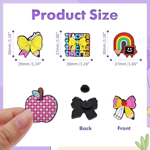 Cute Pins Bulk, Funny Lapel Badge Pins Rubber Brooch Pins for Backpacks, Hats, Bags - style: Teacher-30PCS
