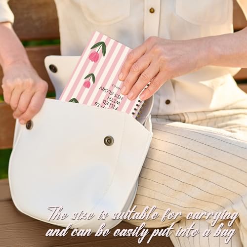 Christian Notebook for Women Girls, Inspirational Bible Journal for Preppy Stuff, Aesthetic Pink Tulip Spiral Notebook for Note Taking - 5.5x8.3 - A14 - style: Christian Tulip
