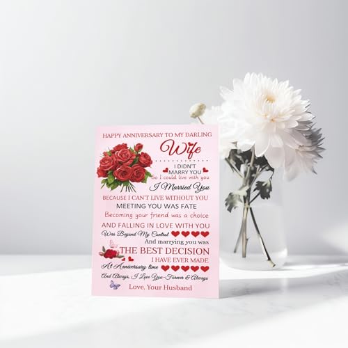 UUEFKTN Sweet Anniversary Card for Wife Partner, Heartfelt Wedding Anniversary Card for WIfe from Husband. - color: #2