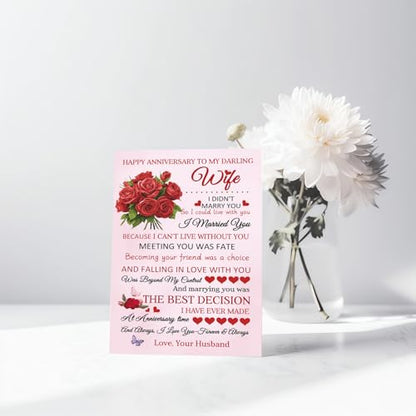 UUEFKTN Sweet Anniversary Card for Wife Partner, Heartfelt Wedding Anniversary Card for WIfe from Husband. - color: #2