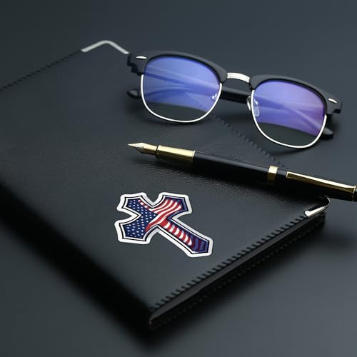 American Flag Cross Sticker Christian Faith Jesus Decal Patriotic USA Cross Vinyl Waterproof 5 Inch for Car Truck Laptop Window Water Bottle Religious Gift - color: 10