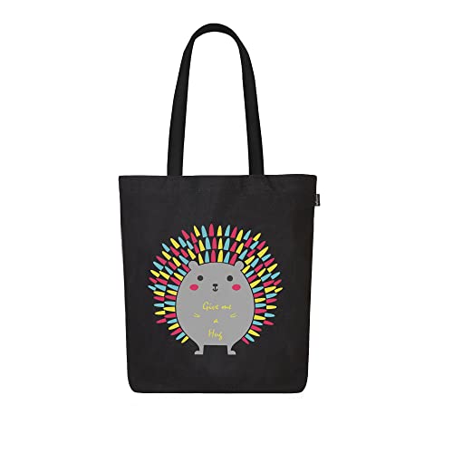 Ecoright Tote Bag for Women with Zipper, Small Tote Bag, Canvas Bag, Reusable Cotton Bag for Beach, Grocery, School & Work - color: Porcupine