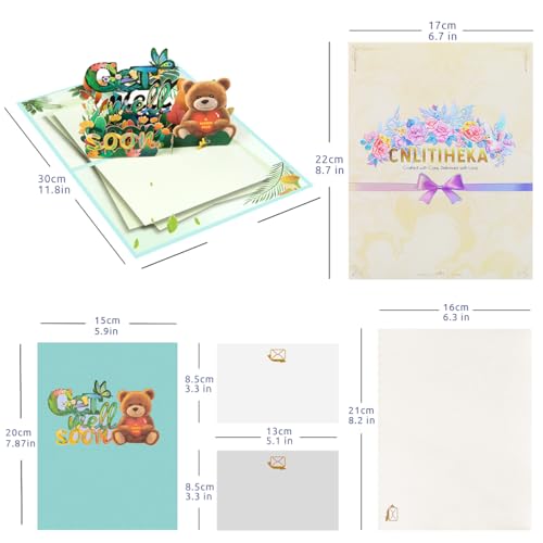 Get Well Pop Up Card, Bear Get Well Soon Card, - color: Bear
