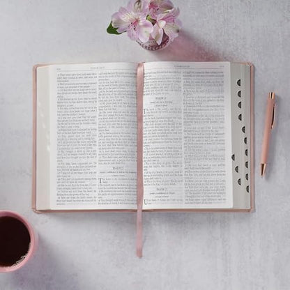 Personalized Pink KJV Bible, Custom Engraved Giant Print Holy Bible, Leathersoft, Red Letter, Thumb Index & Ribbon Marker - Add Any Text - Ideal Gift for Baptism, Confirmation, or Wedding