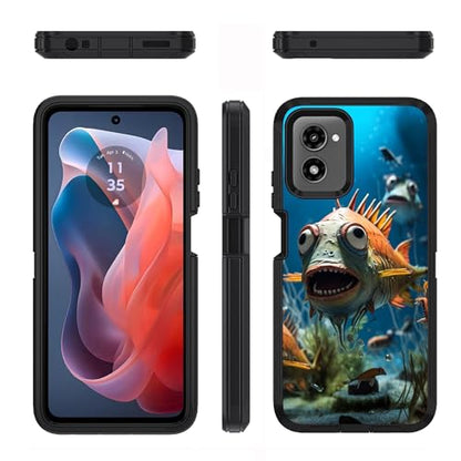 Designed for Moto G Power 5G 2024 Case, Military Grade Heavy Duty 3-Layer Shockproof Full-Body Protective Cover for Motorola Moto G Power 5G 2024, Funny Piranha - color: Funny Piranha
