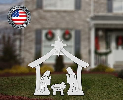 FrontYard Originals All-Weather Outdoor Holy Family Nativity, Waterproof, Made in USA, 4ft Tall, Durable Material, Simple Assembly, Easy Storage, Yard Nativity Set
