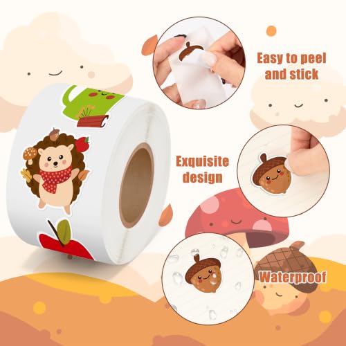 BeYumi Cute Fall Sticker Roll - 1000Pcs Fall Stickers in 2 Rolls for Kids - style: Cute Fall