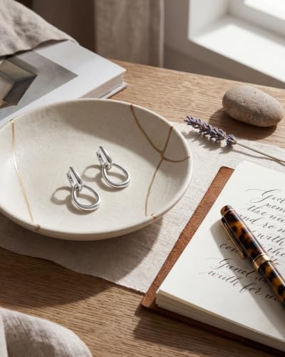MUMREUES 14K Gold Earrings for Women Trendy Double Hoop Dangle Earrings - color: Sage & Silver